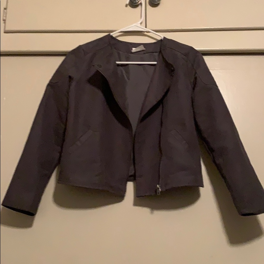 Girls L Grey Micro Suede Moto Jacket